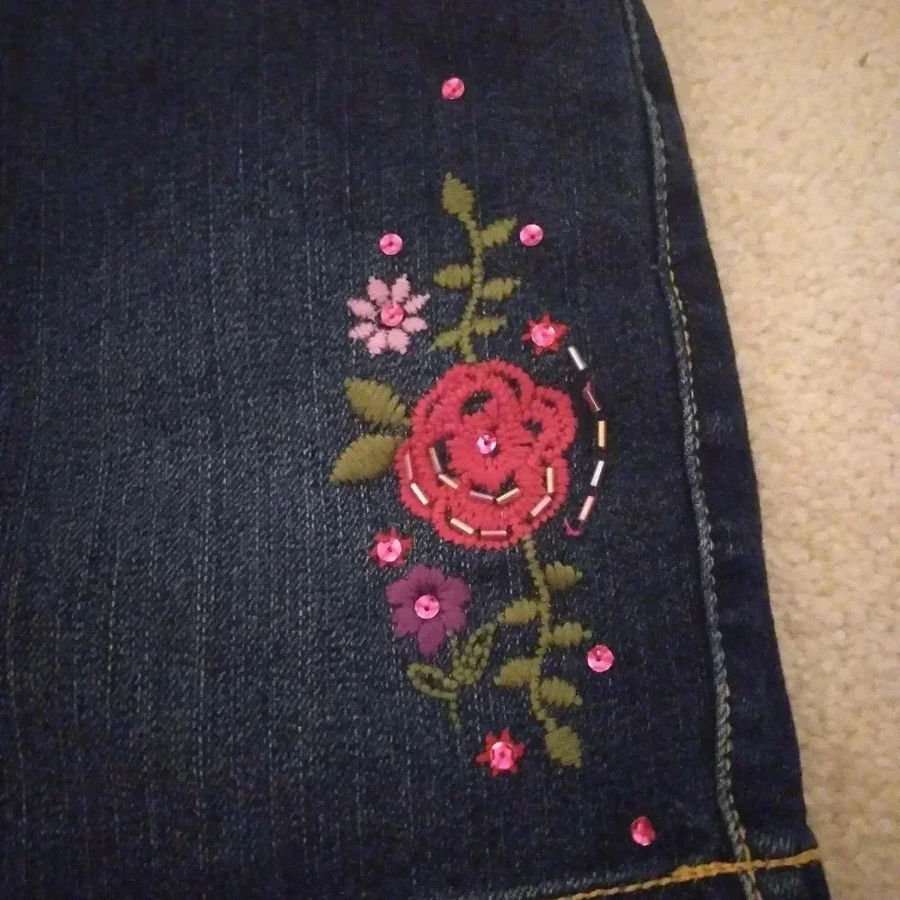 Children's place embellished jean skirtwith built in shorts-size 6